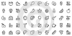 Line icons about food and drink