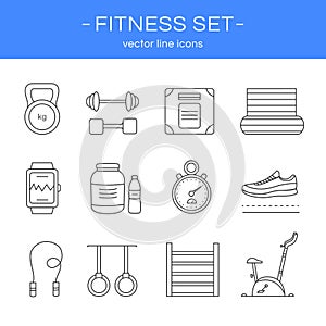 Line icons gym and fitness.