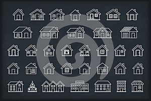 Line Icons - Houses and Buildings