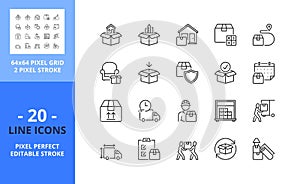 Line icons about moving service. Pixel perfect 64x64 and editable stroke