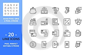 Line icons about payment methods. Pixel perfect 64x64 and editable stroke