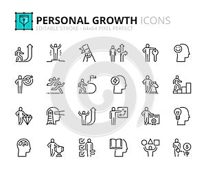 Line icons about personal growth. Pixel perfect 64x64 and editable stroke