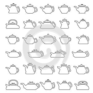 Line Icons Pot And Kettle Collection.