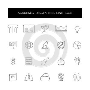 Line icons set. Academic disciplines pack.