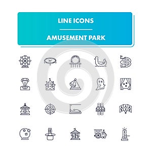 Line icons set. Amusement Park