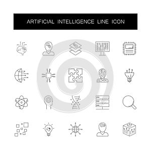 Line icons set. Artificial intelligence pack. Vector illustration