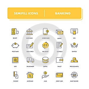 Line icons set. Banking
