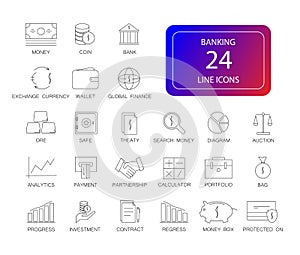 Line icons set. Banking pack.