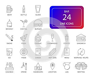 Line icons set. Bar pack