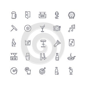 Line icons set. Bar pack. Vector illustration