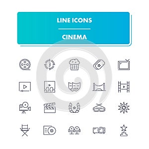 Line icons set. Cinema