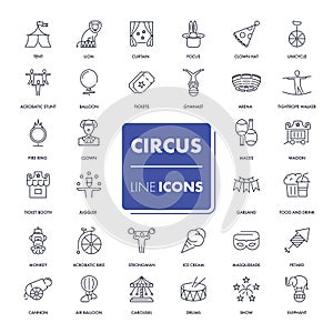 Line icons set. Circus