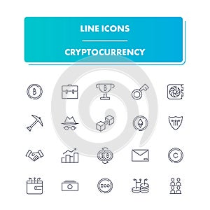 Line icons set. Cryptocurrency