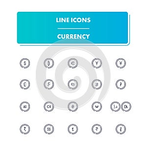 Line icons set. Currency
