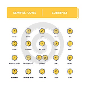 Line icons set. Currency