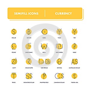 Line icons set. Currency