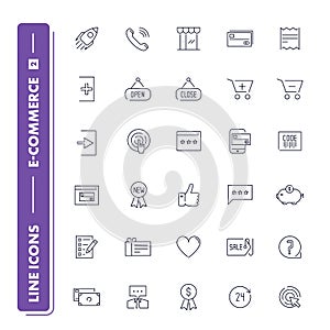 Line icons set. E-commerce 2