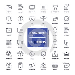 Line icons set. E-commerce