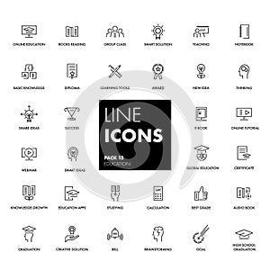 Line icons set. Education