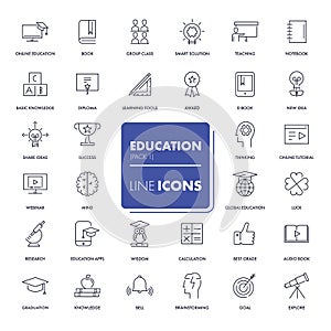 Line icons set. Education