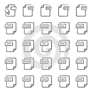 Line Icons Set of File Types