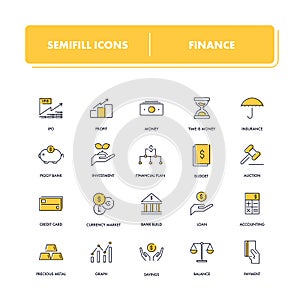 Line icons set. Finance