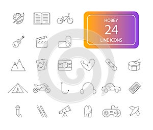 Line icons set. Hobby pack.