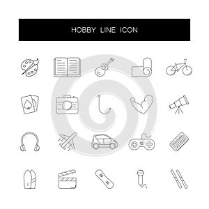 Line icons set. Hobby pack.