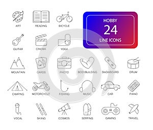 Line icons set. Hobby pack.