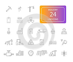 Line icons set. Industry pack.