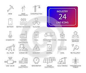 Line icons set. Industry pack.