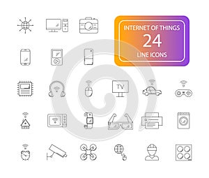 Line icons set. Internet of Things pack.