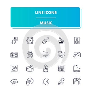 Line icons set. Music