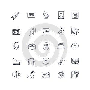 Line icons set. Music pack. Vector illustration