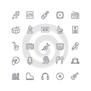 Line icons set. Music pack. Vector illustration