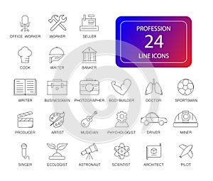 Line icons set. Profession pack.