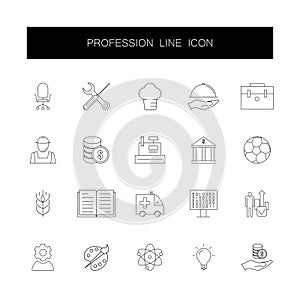 Line icons set. Profession pack.