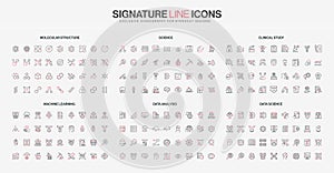 Line Icons Set for Science and Data Fields