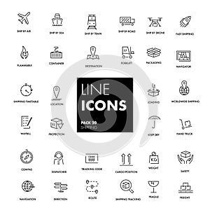 Line icons set. Shipping