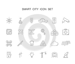 Line icons set. Smart City pack.