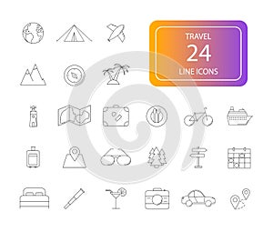 Line icons set. Travel pack