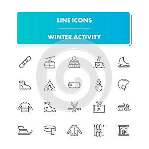 Line icons set. Winter Activity