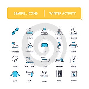 Line icons set. Winter Activity