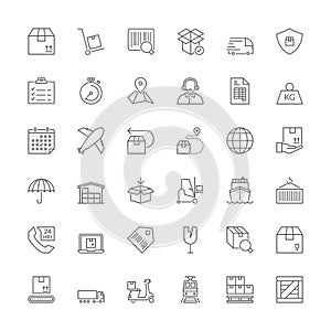 Line icons. Shipping and logistics