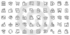 Line icons about shopping and shipping