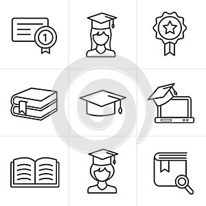 Line Icons Style Education icons