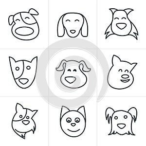 Line Icons Style fun dog icon