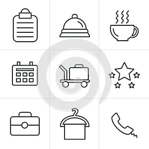 Line Icons Style Hotel and Hotel Services Icons