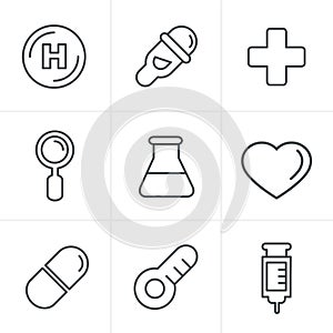 Line Icons Style Medical Icons Set