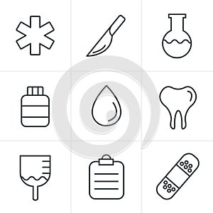 Line Icons Style Medical icons vector set